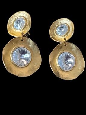 Vintage Signed Norma Jean Dangle Clip On Earrings Matte Gold